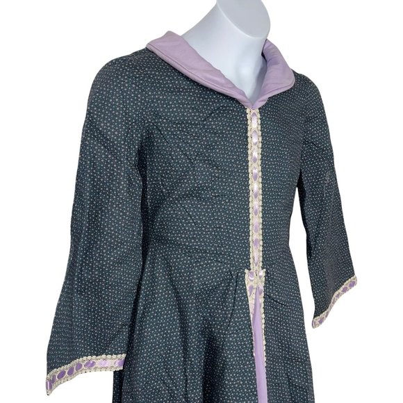 Handmade Vintage 1980's Prairie Style Floral Collared Maxi Dress Girl's 8 - Picture 5 of 10